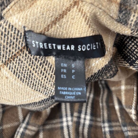Streetwear Society Mens Small Flannel Blended Shirt Brown And Cream Check - Picture 4 of 4